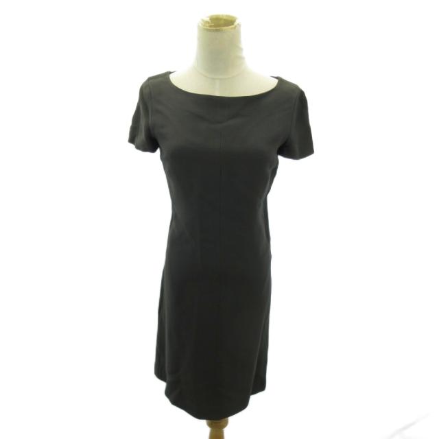 【中古】プラダ PRADA 美品 ワンピース 半袖 ひざ丈 40 黒 ブラック 0219 ■IBO90 レディース