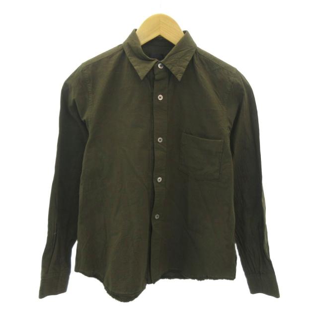 【中古】コムデギャルソン COMME des GARCONS 美品 シャツ 無地 長袖 S 茶 ブラウン 0221 ■IBO90 レディース
