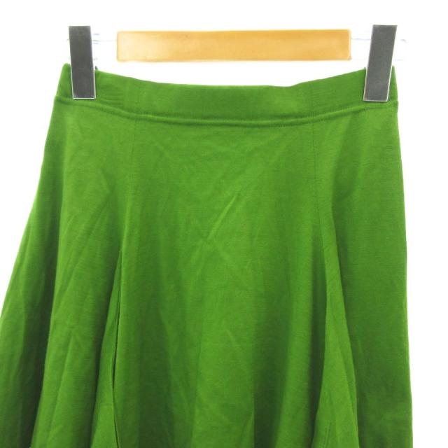 【中古】イッセイミヤケ ISSEY MIYAKE 筆タグ ギャザー フレアスカート 変形デザイン ひざ丈 M 緑 グリーン 0221_2
