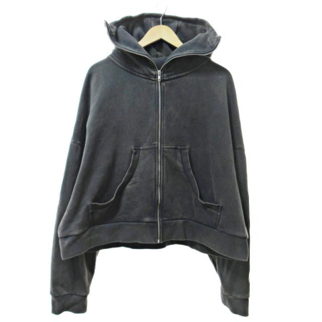 【中古】エンタイアスタジオ entire studio ES2106 FULLZIP フルジップ パーカー スウェット ウォッシュドブラック M