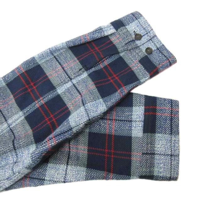 【中古】アウェイクニューヨーク Awake NY 美品 Flannel Zip Shirt フランネル ジップシャツ M 青 ブルー_5