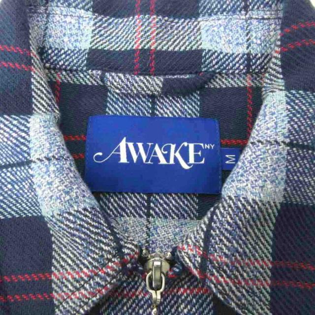 【中古】アウェイクニューヨーク Awake NY 美品 Flannel Zip Shirt フランネル ジップシャツ M 青 ブルー_6