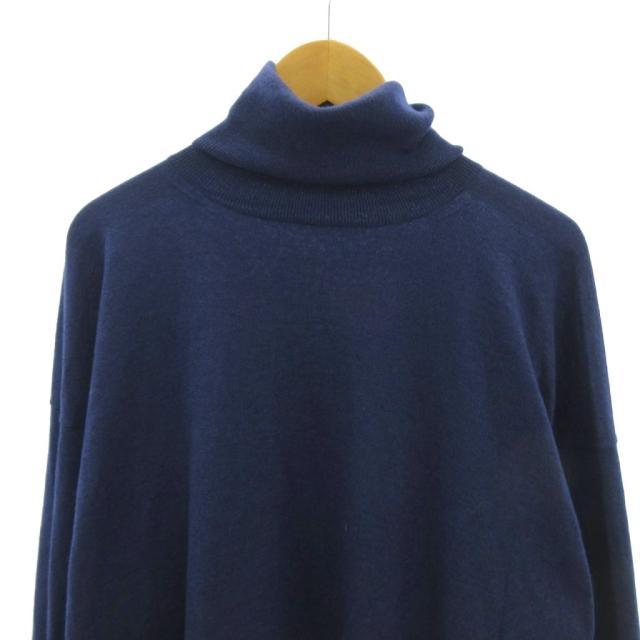 【中古】ブラミンク BLAMINK タートルネックニット セーター カシミヤ コットン 18G 長袖 36 ネイビー IBO92_2