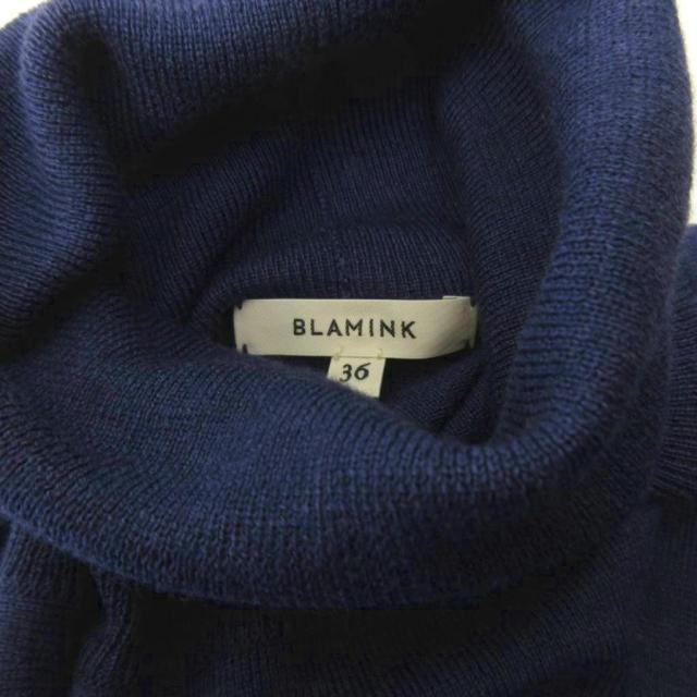 【中古】ブラミンク BLAMINK タートルネックニット セーター カシミヤ コットン 18G 長袖 36 ネイビー IBO92_4
