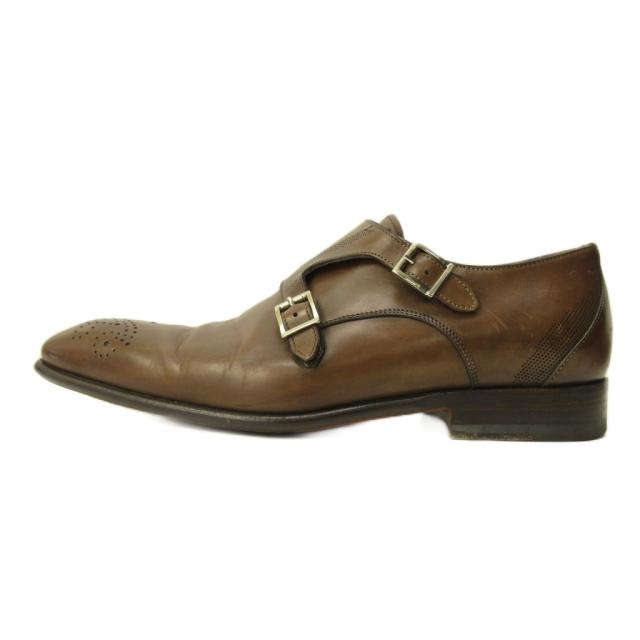 【中古】サントーニ SANTONI ダブルモンク ビジネスシューズ レザー 5.5 24.5cm 茶 ブラウン 0320 ■MNK6 メンズ_1