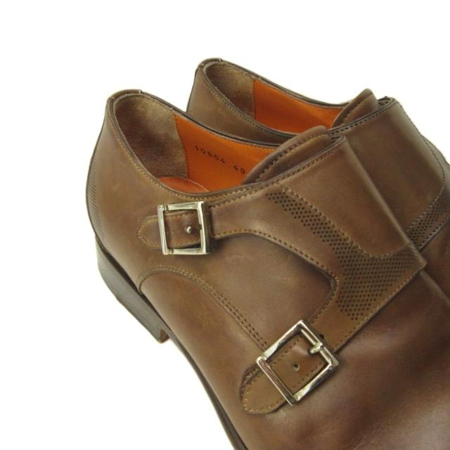 【中古】サントーニ SANTONI ダブルモンク ビジネスシューズ レザー 5.5 24.5cm 茶 ブラウン 0320 ■MNK6 メンズ_3