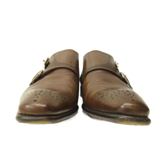【中古】サントーニ SANTONI ダブルモンク ビジネスシューズ レザー 5.5 24.5cm 茶 ブラウン 0320 ■MNK6 メンズ_5