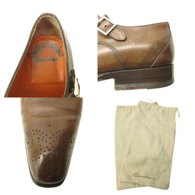 【中古】サントーニ SANTONI ダブルモンク ビジネスシューズ レザー 5.5 24.5cm 茶 ブラウン 0320 ■MNK6 メンズ_7