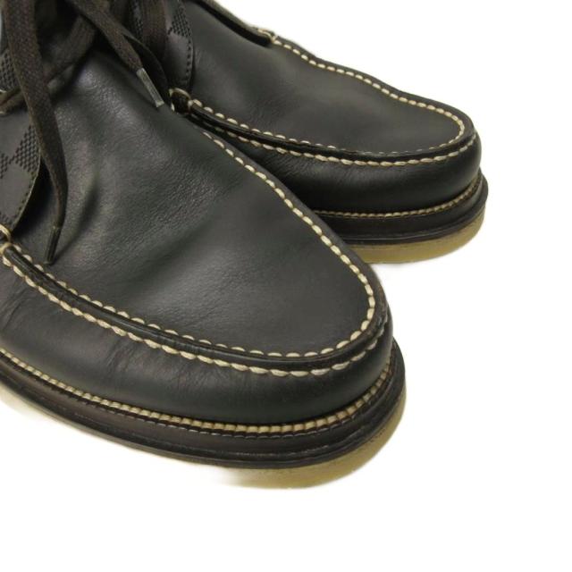 【中古】ルイヴィトン LOUIS VUITTON 美品 ダミエ チャッカブーツ クレープソール レザー 24.0cm 黒 ブラック