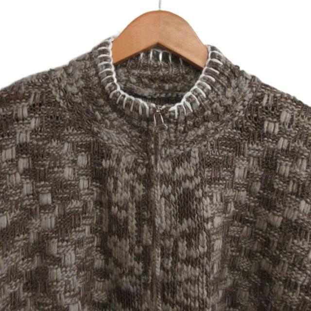 【中古】NULLUS ヌルス 美品 25AW Chex Pattern Knitted Zip-Up Cardigan ジップアップ カーディガン ステッチ 2 約M_3