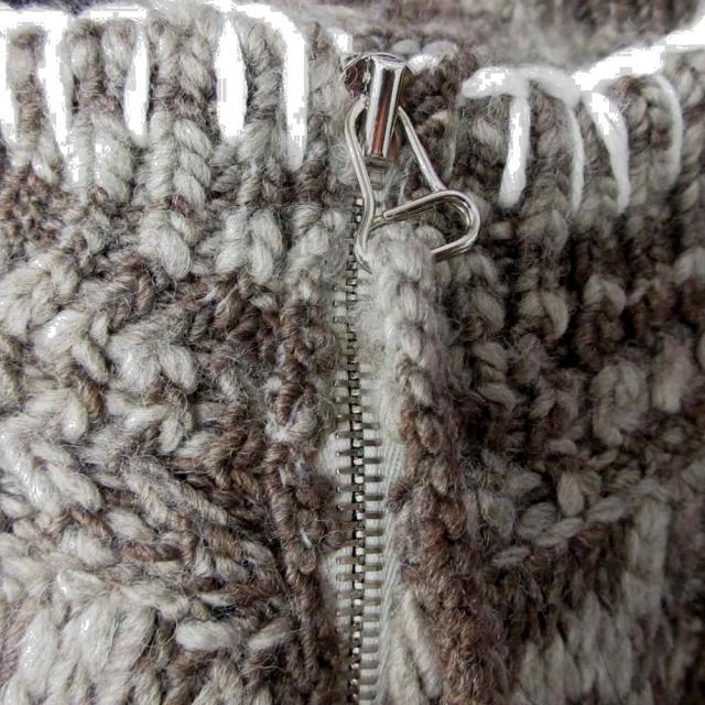【中古】NULLUS ヌルス 美品 25AW Chex Pattern Knitted Zip-Up Cardigan ジップアップ カーディガン ステッチ 2 約M_6