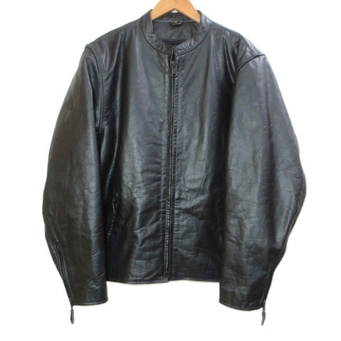 【中古】ホットレザーズ シングルライダース レザージャケット 中綿ライナー付き ジップアップ 44 L相当 黒 ブラック