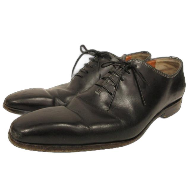 【中古】サントーニ SANTONI ビジネスシューズ 内羽根 プレーントゥ UK7 黒 ブラック 7857 IBO92 メンズ
