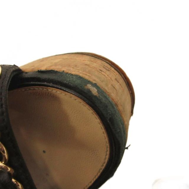 【中古】シャネル CHANEL マトラッセ プラットフォーム ウェッジソール サンダル ココマーク 35C 黒 ブラック IBO94_8
