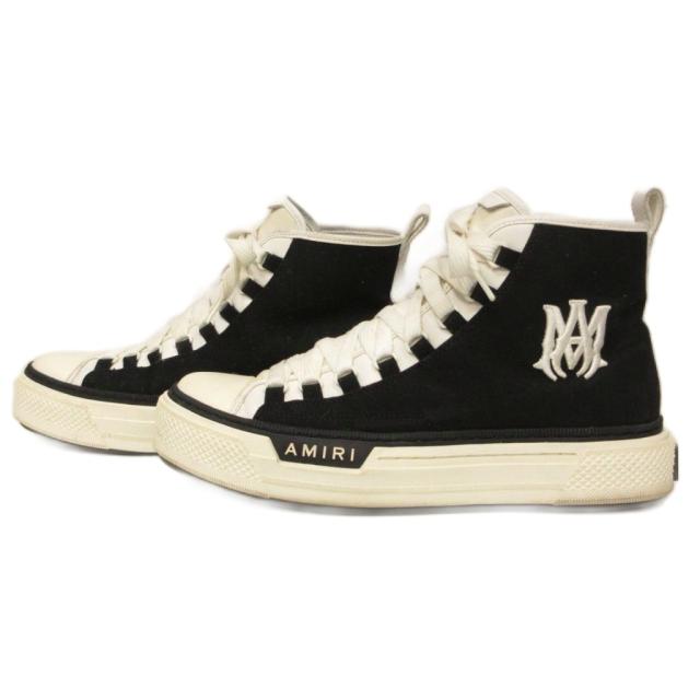 【中古】アミリ AMIRI MA COURT MAコート ハイカットスニーカー シューズ ロゴ 44 黒 ブラック 白 ホワイト
