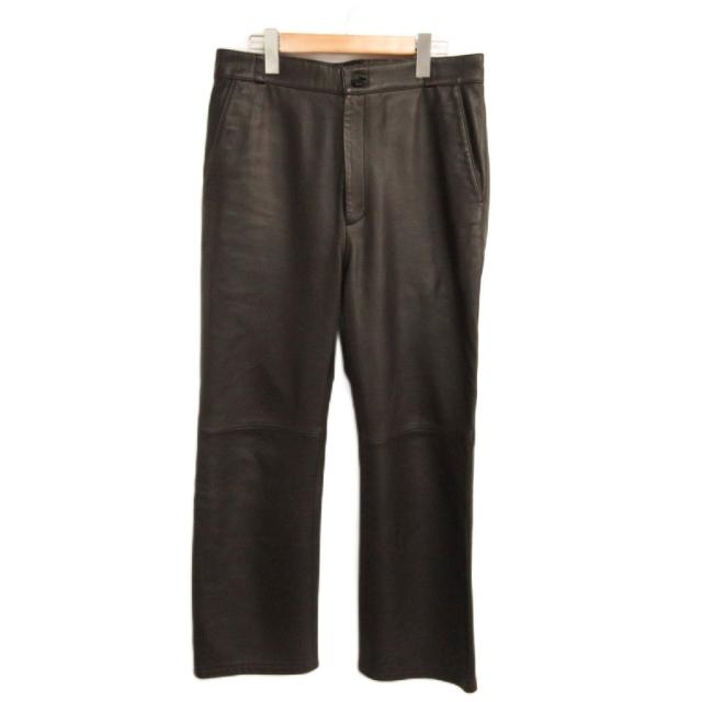 【中古】H BEAUTY&amp;YOUTH シープレザー パンツ 羊革 スリムストレート M 黒 ブラック 1214-699-8896 メンズ