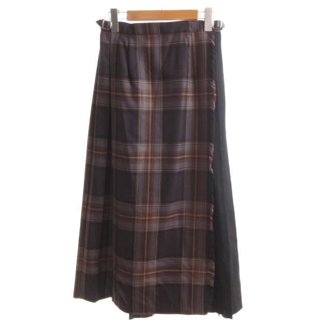 【中古】オニール オブ ダブリン O'NEIL OF DUBLIN 美品 プリーツラップスカート チェック ウエストベルト ロング丈