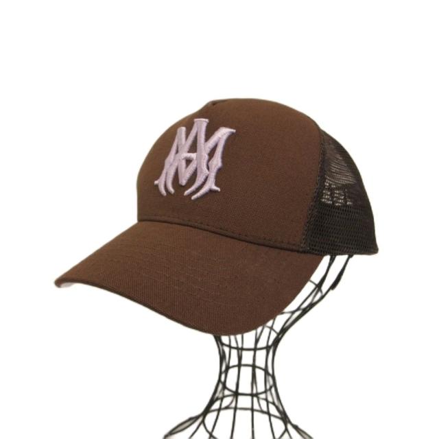 【中古】アミリ AMIRI 極美品 MA TRUCKER HAT エンブロイダリーロゴ キャップ メッシュ 茶 ブラウン メンズ