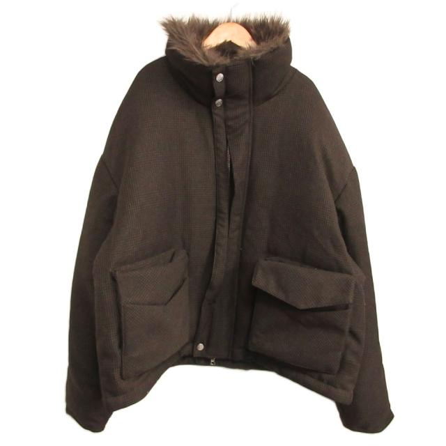 【中古】NULLUS 24AW 美品 BROWN COLLAR FUR DOWN JACKET ダウンジャケット フェイクファー 2 茶 ブラウン