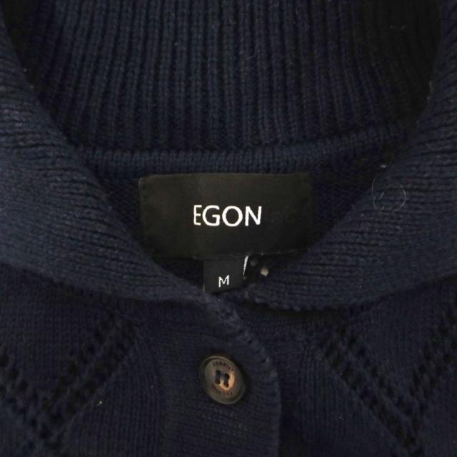 【中古】エゴンラボ EGONlab. DIAMOND KINT POLO ダイアモンド ニットポロ 半袖 M 紺 ネイビー メンズ_3
