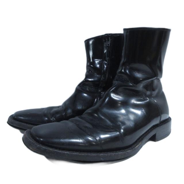 【中古】バレンシアガ BALENCIAGA リムブーティ パテント レザーブーツ スクエアトゥ 39 黒 ブラック 592549 IBO96
