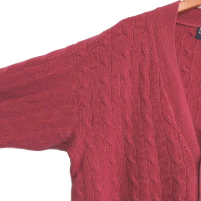 【中古】Polo by Ralph Lauren 90s ケーブルニットカーディガン カシミヤ100% V ネック L ピンク メンズ_2