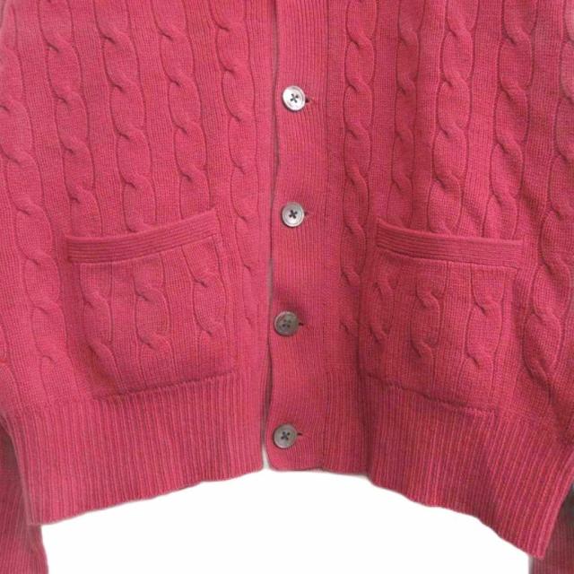 【中古】Polo by Ralph Lauren 90s ケーブルニットカーディガン カシミヤ100% V ネック L ピンク メンズ_6