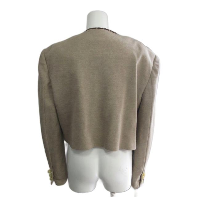 【中古】モスキーノ MOSCHINO COUTURE! 90s ドッキング ノーカラ—ジャケット レイヤード ツイード 茶 ブラウン_1