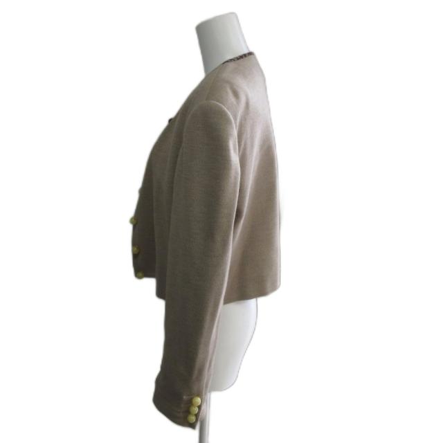 【中古】モスキーノ MOSCHINO COUTURE! 90s ドッキング ノーカラ—ジャケット レイヤード ツイード 茶 ブラウン_2