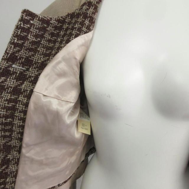 【中古】モスキーノ MOSCHINO COUTURE! 90s ドッキング ノーカラ—ジャケット レイヤード ツイード 茶 ブラウン_3