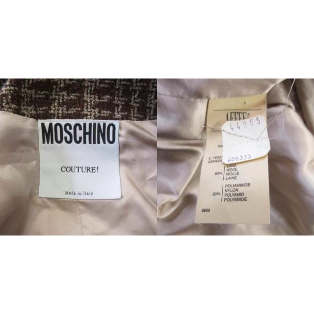 【中古】モスキーノ MOSCHINO COUTURE! 90s ドッキング ノーカラ—ジャケット レイヤード ツイード 茶 ブラウン_7