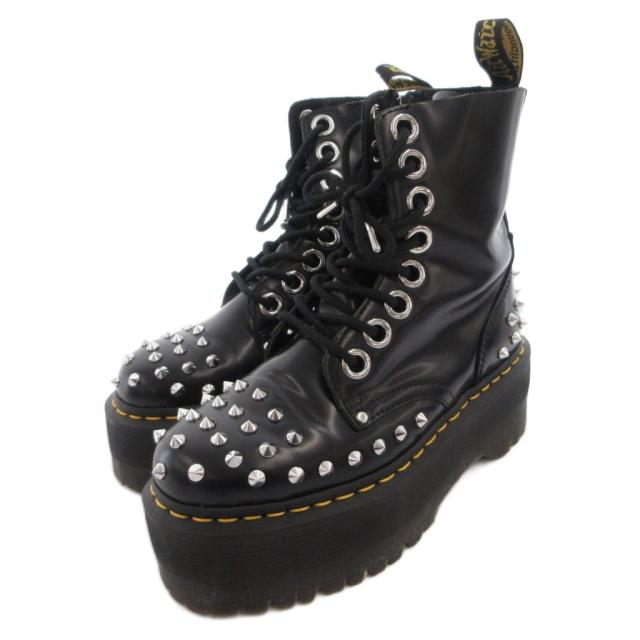 【中古】ドクターマーチン DR.MARTENS ショートブーツ 厚底 スタッズ レザー レースアップ 37 黒 ブラック