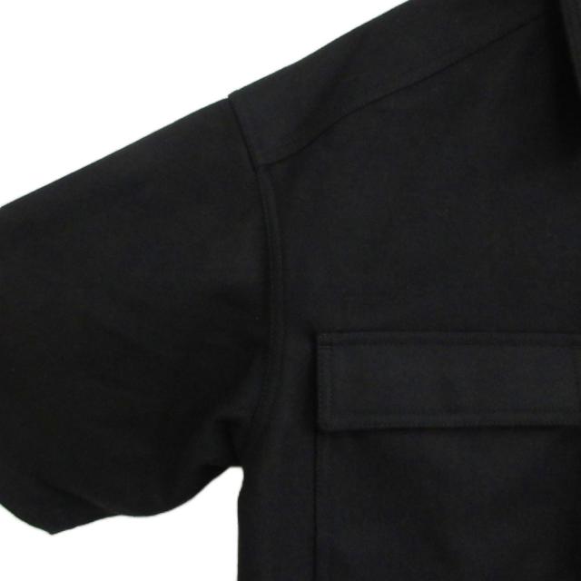 【中古】ローン Lownn 美品 ウールシャツ 半袖 メルトン 比翼 46 黒 ブラック IBO98 メンズ_3