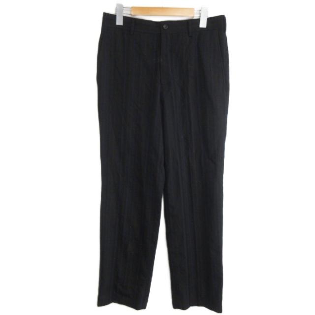 【中古】COMME des GARCONS HOMME AD2001 マルチストライプ スラックス パンツ ストレート M 黒 ブラック IBO98