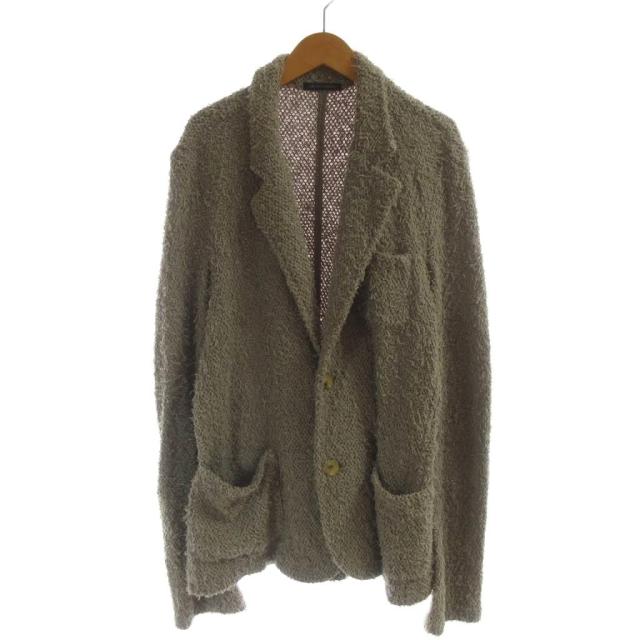【中古】ロベルトコリーナ ROBERTO COLLINA ブークレ調 ニットジャケット シングル 2B 50 ベージュ IBO98 メンズ