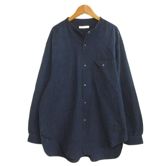 【中古】未使用品 OLDJOE タグ付き 24AW BAND COLLAR LONG TAIL SHIRTS デニムシャツ 16 1/2 INDIGO x INDIGO ■BL4