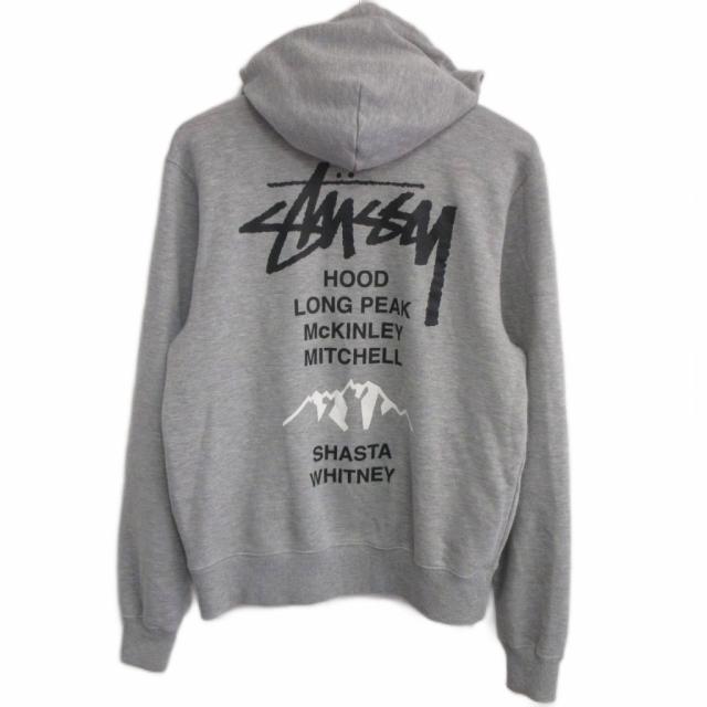 【中古】ステューシー STUSSY フルジップパーカー フーディ SSリンク プリント MOUNTAIN TOUR M グレー メンズ