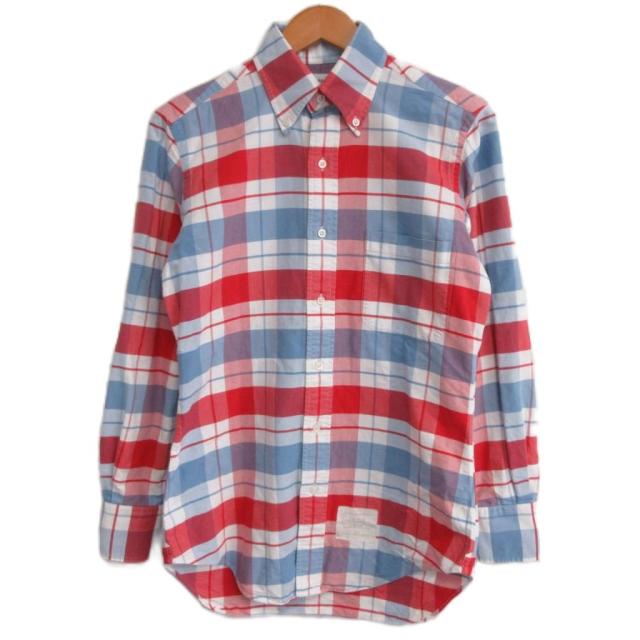 【中古】トムブラウン THOM BROWNE ボタンダウンシャツ チェック柄 USA製 0 マルチカラー IBO98 メンズ