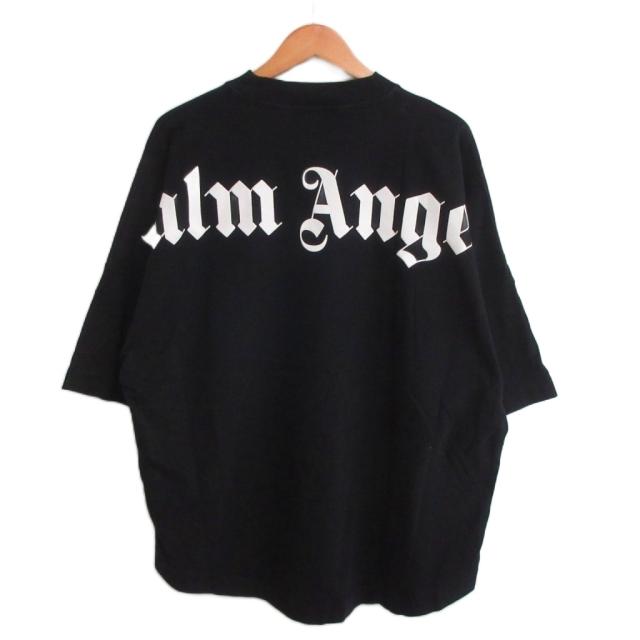 【中古】パームエンジェルス PALM ANGELS ネックバックロゴプリント モックネックTシャツ 半袖 M 黒 ブラック