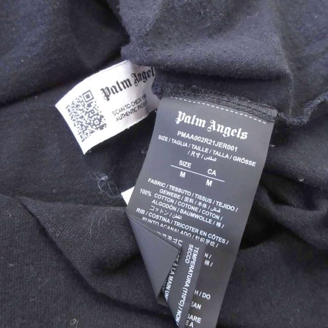 【中古】パームエンジェルス PALM ANGELS ネックバックロゴプリント モックネックTシャツ 半袖 M 黒 ブラック_6