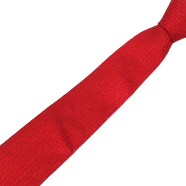 【中古】ディオールオム Dior HOMME 美品 ネクタイ トロッター柄  シルク ビジネス フォーマル 赤 レッド ■MNK9