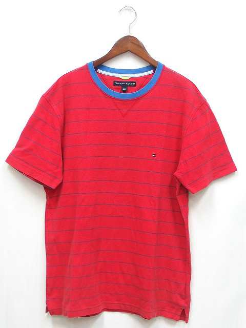 中古 国内正規 Tommy Hilfiger Tシャツ ボーダー マーク ワンポイント