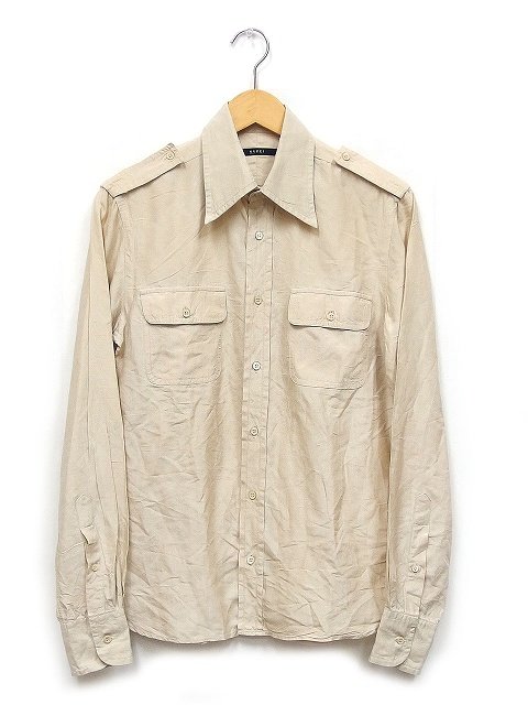 中古 グッチ 国内正規 シャツ ブラウス 長袖 シルク ミリタリー サファリシャツ エポレット 38 ベージュ C メンズの通販はau Pay マーケット ブランド古着のベクトル
