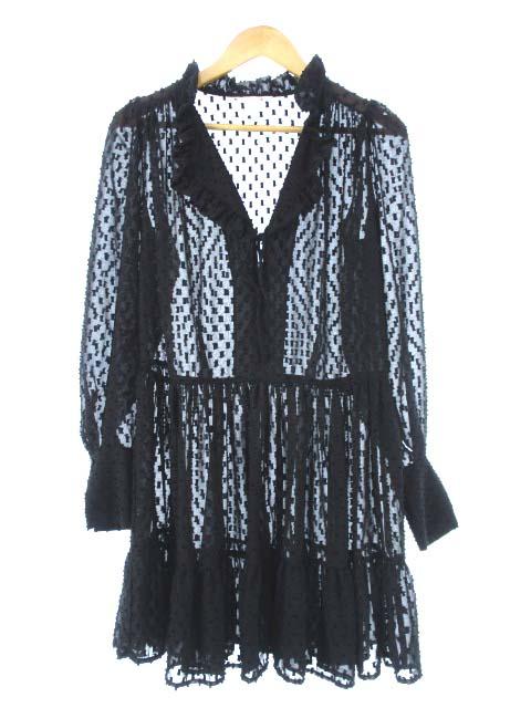 中古 エイチ エム H M ブラウス ワンピース 長袖 総柄 膝丈 シースルー ブラック 32 レディースの通販はau Pay マーケット ブランド古着のベクトル