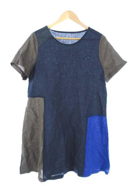 中古 リネン ワンピース 半袖 Aライン 膝丈 ネイビー レディースの通販はau Pay マーケット ブランド古着のベクトル