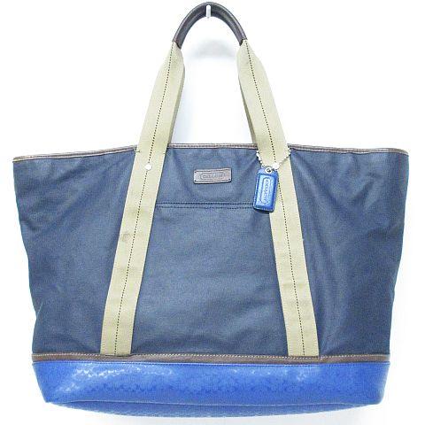 中古 コーチ Coach F702 ウィークエンド トートバッグ ミニシグネチャー 鞄 ネイビー コバルト メンズの通販はau Pay マーケット ブランド古着のベクトル