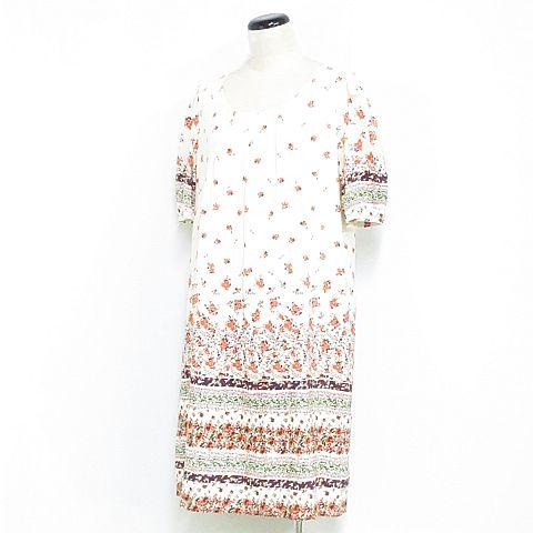 中古 エニィファム Anyfam ワンピース ミニ 半袖 薄手 花柄 リボン タック クリーム色 2 Nk 01の通販はau Pay マーケット ブランド古着のベクトル