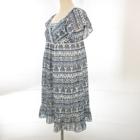 中古 エニィスィス エニシス Anysis ワンピース 膝丈 半袖 カシュクール 総柄 白 青 2 E943 レディースの通販はau Pay マーケット ブランド古着のベクトル