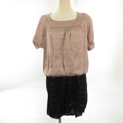 中古 357 ワンピース ミニ 半袖 サテン スパンコール ピンク 黒 S E133 レディースの通販はau Pay マーケット ブランド古着のベクトル