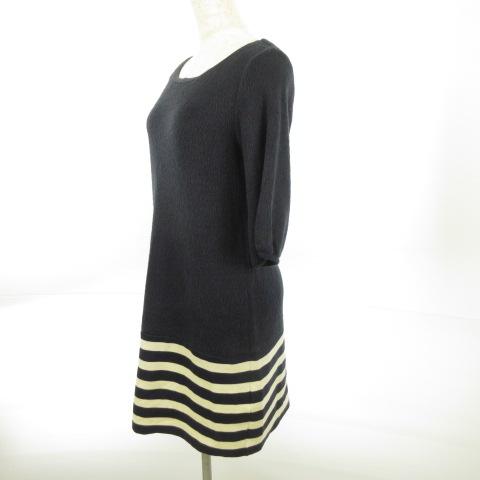 中古 ドゥアルシーヴ Doux Archives ワンピース 膝丈 七分袖 ボーダー 紺 ベージュ M E196 レディースの通販はau Pay マーケット ブランド古着のベクトル